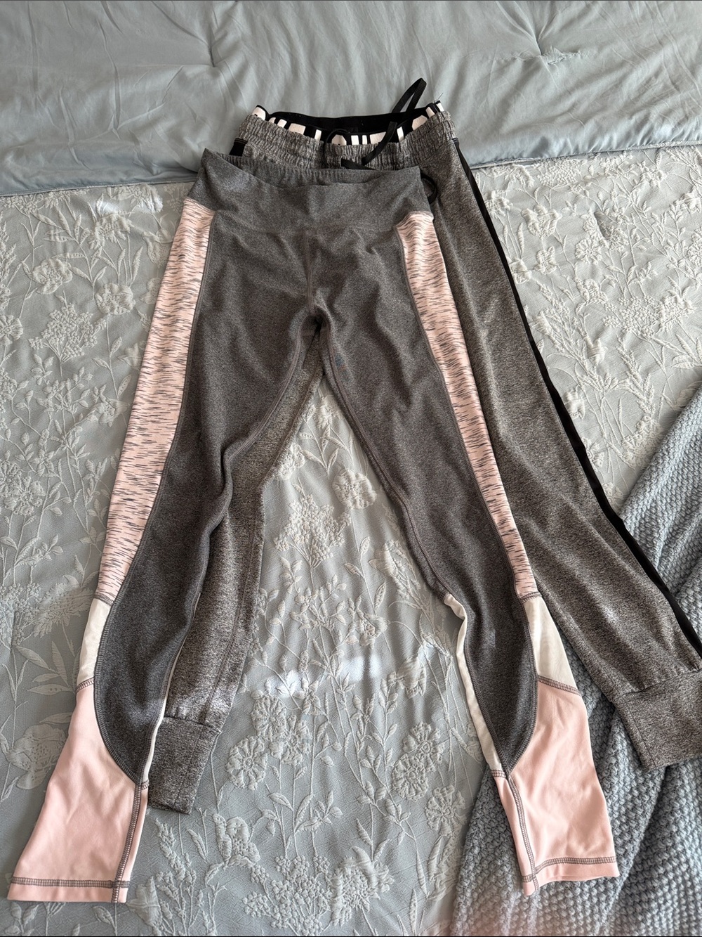 Gray and Pink Active Leggings